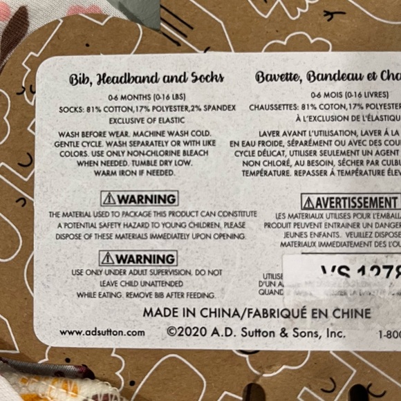 Baby Essentials 0-6 months Bandana Bib set, with headband and socks - Picture 5 of 6